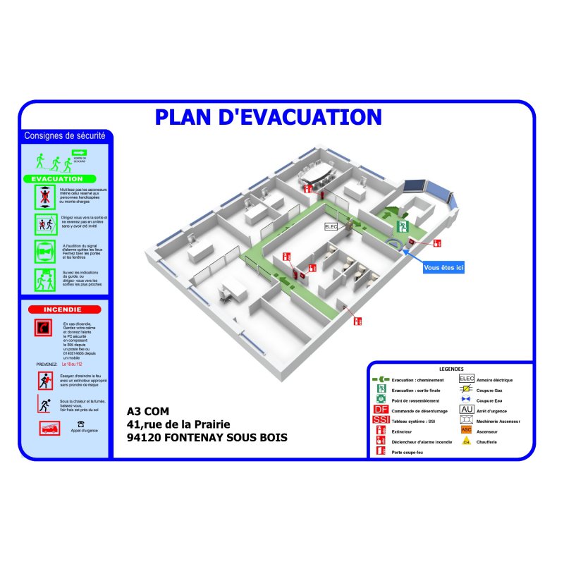 Plan d’évacuation A3 COM